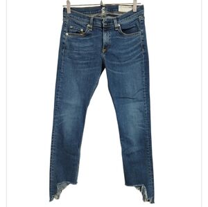 rag & bone Capri Distressed Hampton Blue Ankle Jeans Size 28